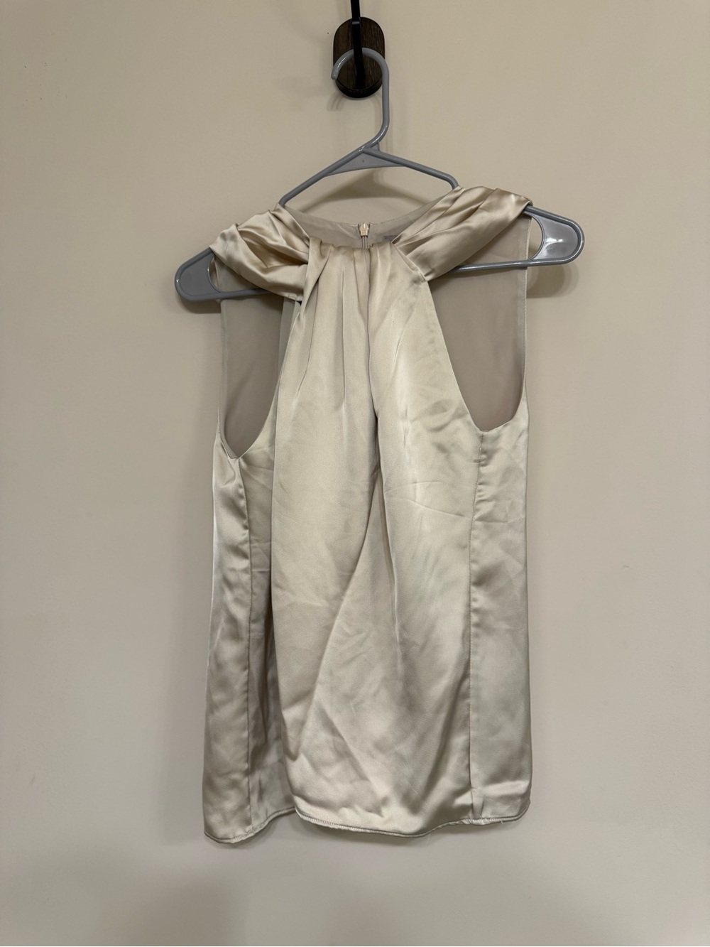 H&M Cream Satin Tie-Neck Shell Top